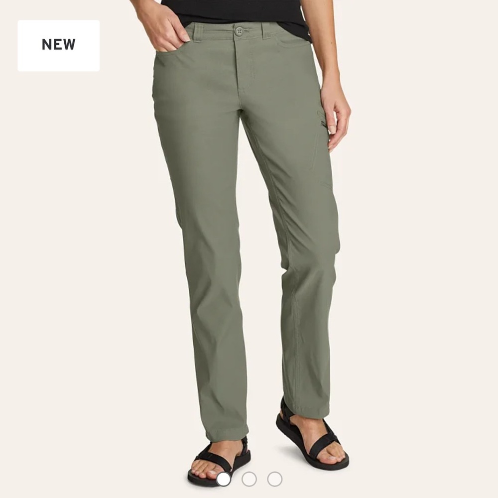 NWT Eddie Bauer Women’s Rainier 5 Pocket Slim Pants in sz 4 and Color Sprig